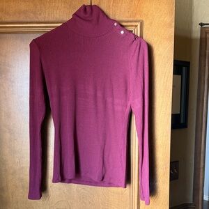 Dolan Left Coast Collection Women's Ribbed Mock Neck Long Sleeve Top - Wine